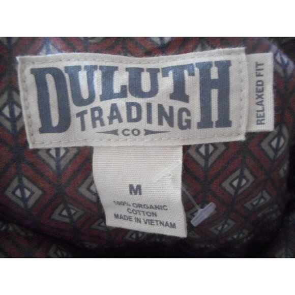 Duluth Trading Co Short sleeve Sz M 100% organic cotton Geometric Pattern Shirt - Picture 2 of 4